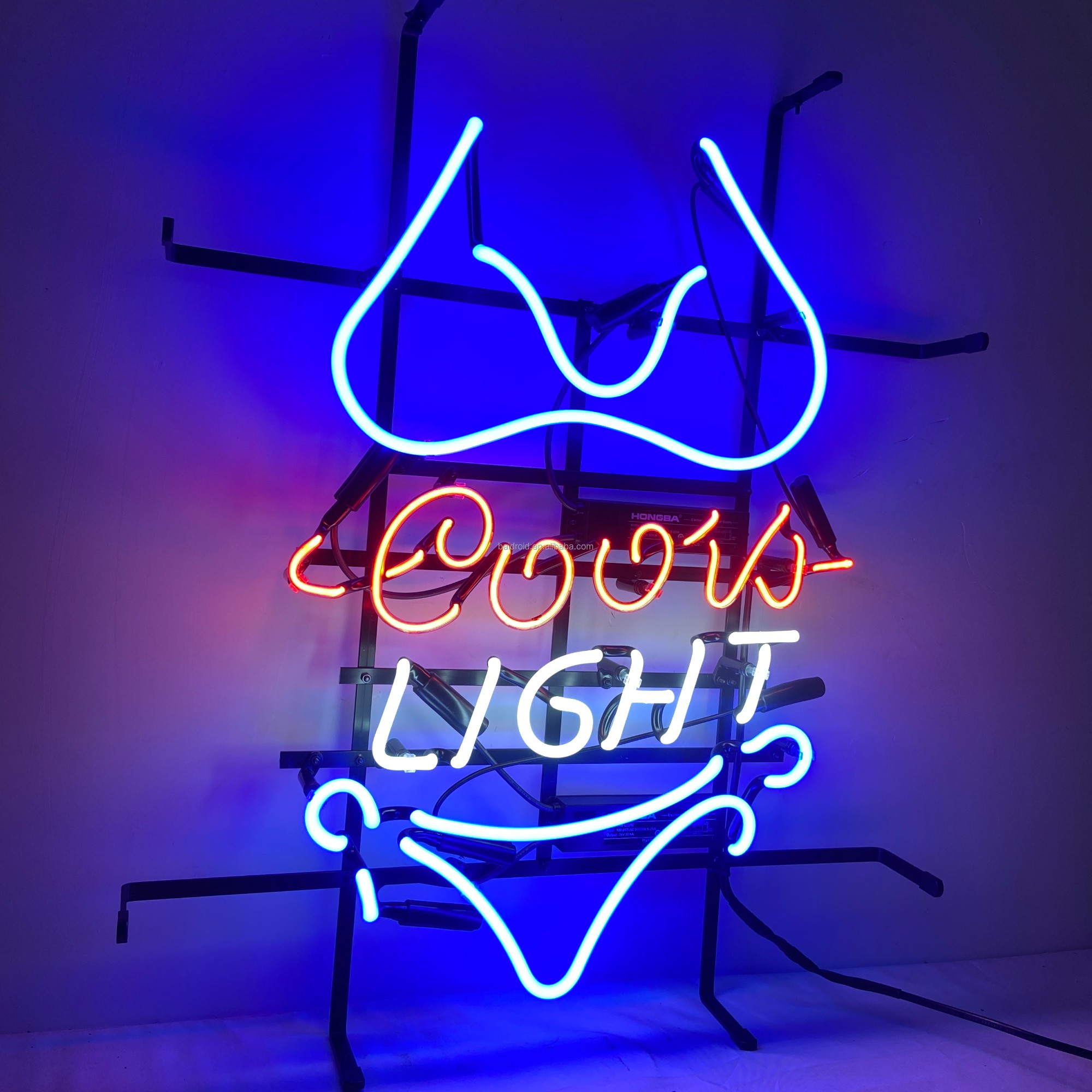 wine glass neon sign